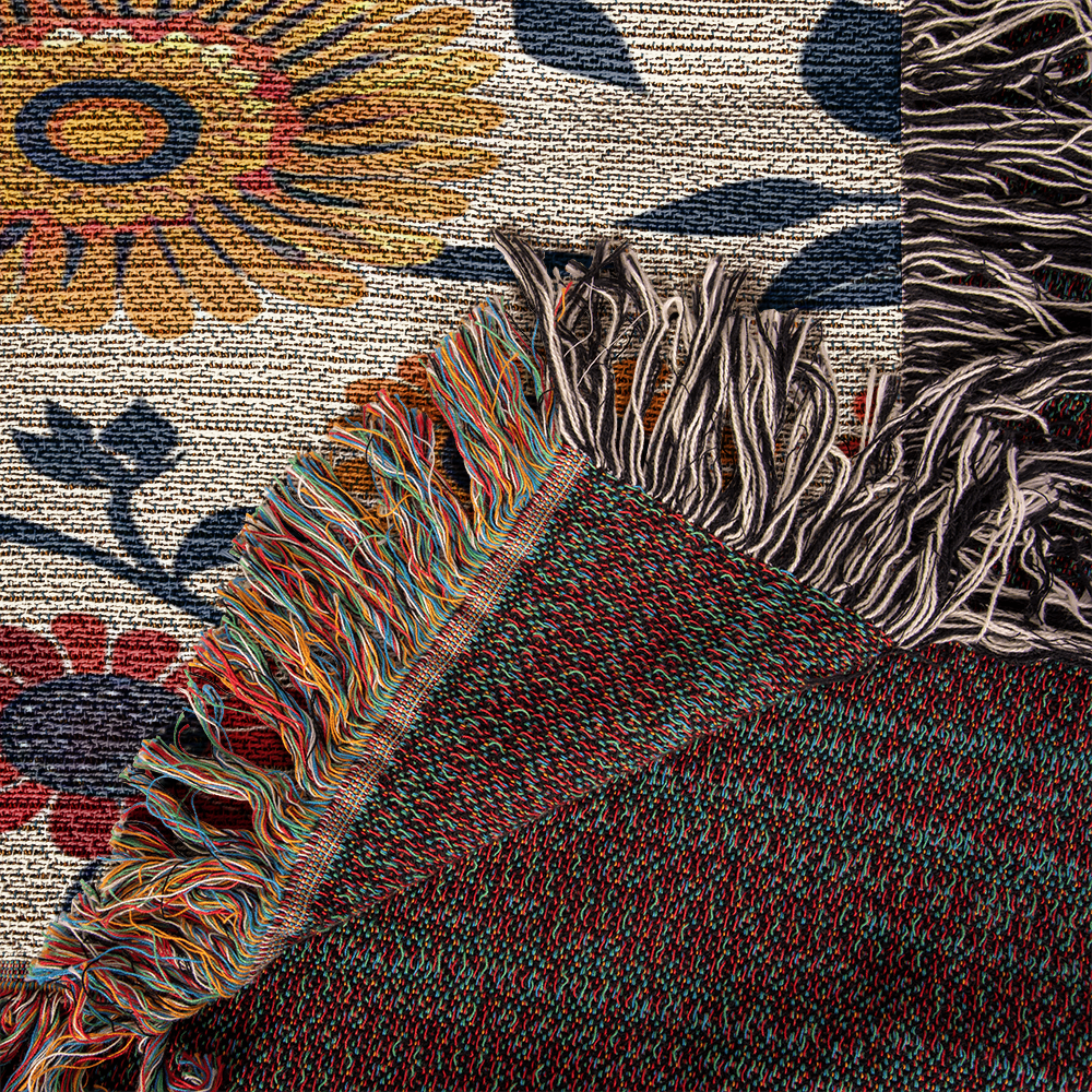 Mexican Floral Fiesta Pattern 040 - 50" x 60" Heirloom Woven Blanket