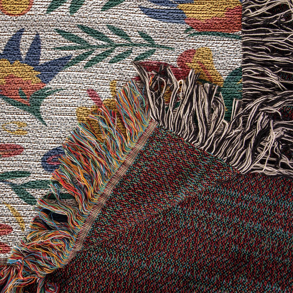 Mexican Floral Fiesta Pattern 021 - 50" x 60" Heirloom Woven Blanket