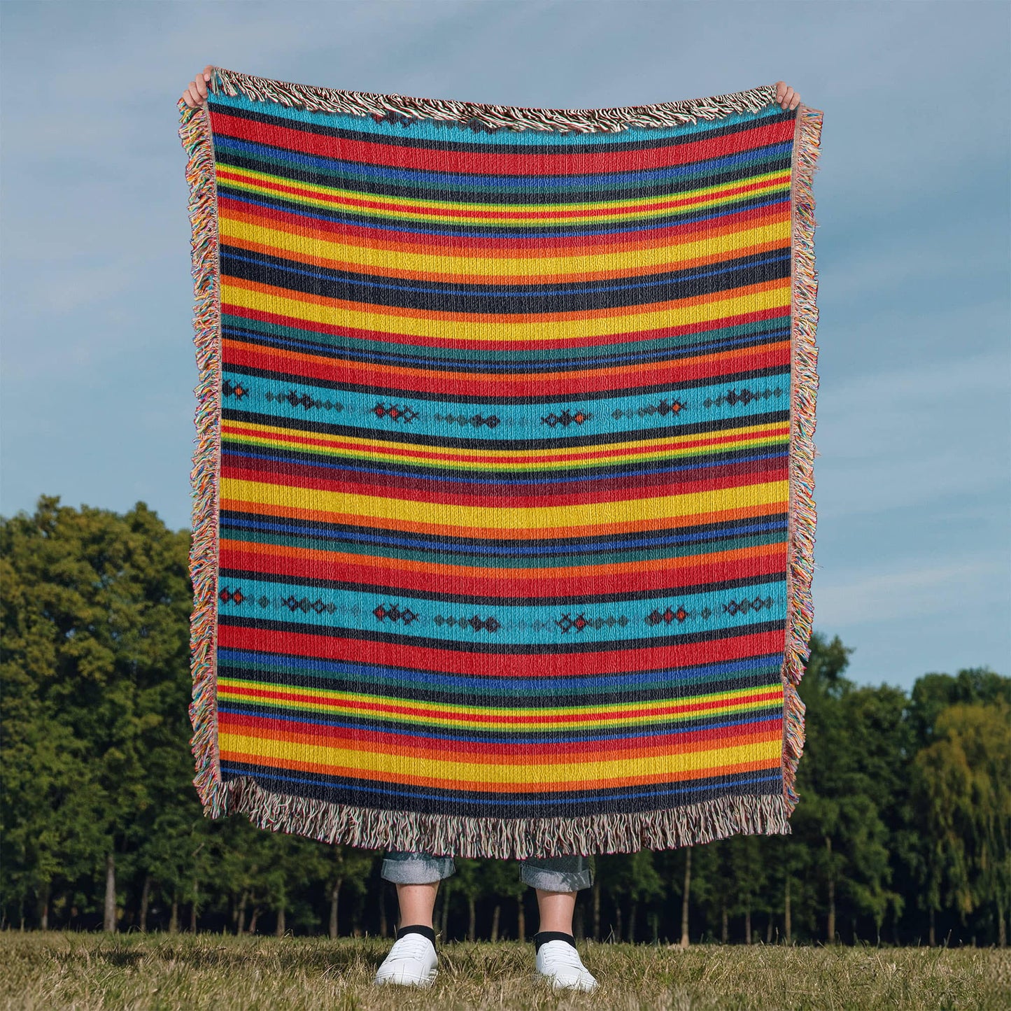 Mexican Textile Pattern 009 - 50" x 60" Heirloom Woven Blanket