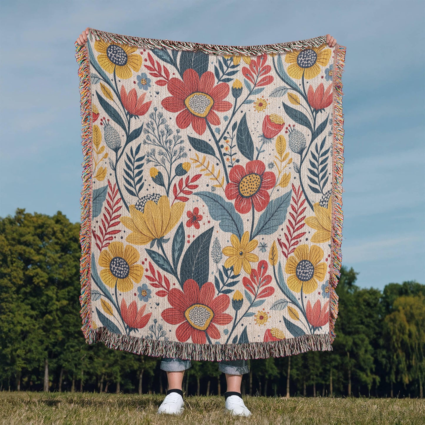 Oversized Floral Pattern 012 - 50" x 60" Heirloom Woven Blanket