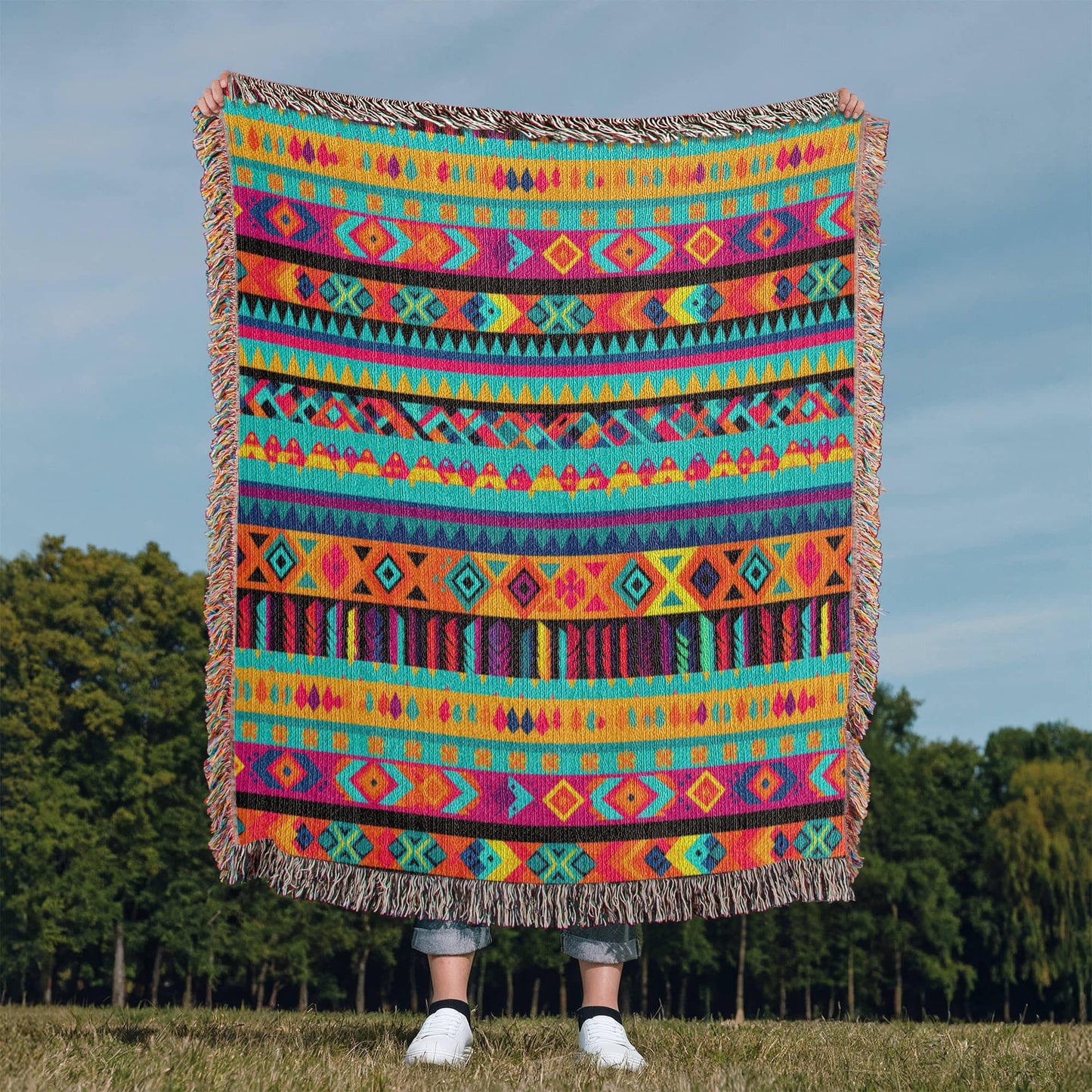 Mexican Textile Pattern 007 - 50" x 60" Heirloom Woven Blanket