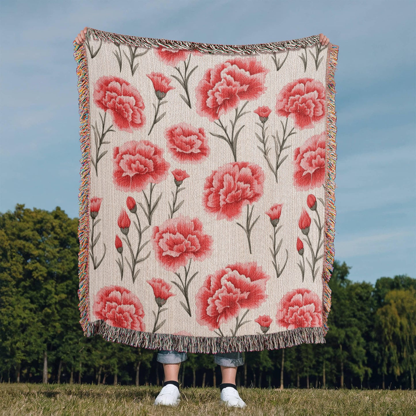 Spring Flowers Pattern 005 - 50" x 60" Heirloom Woven Blanket