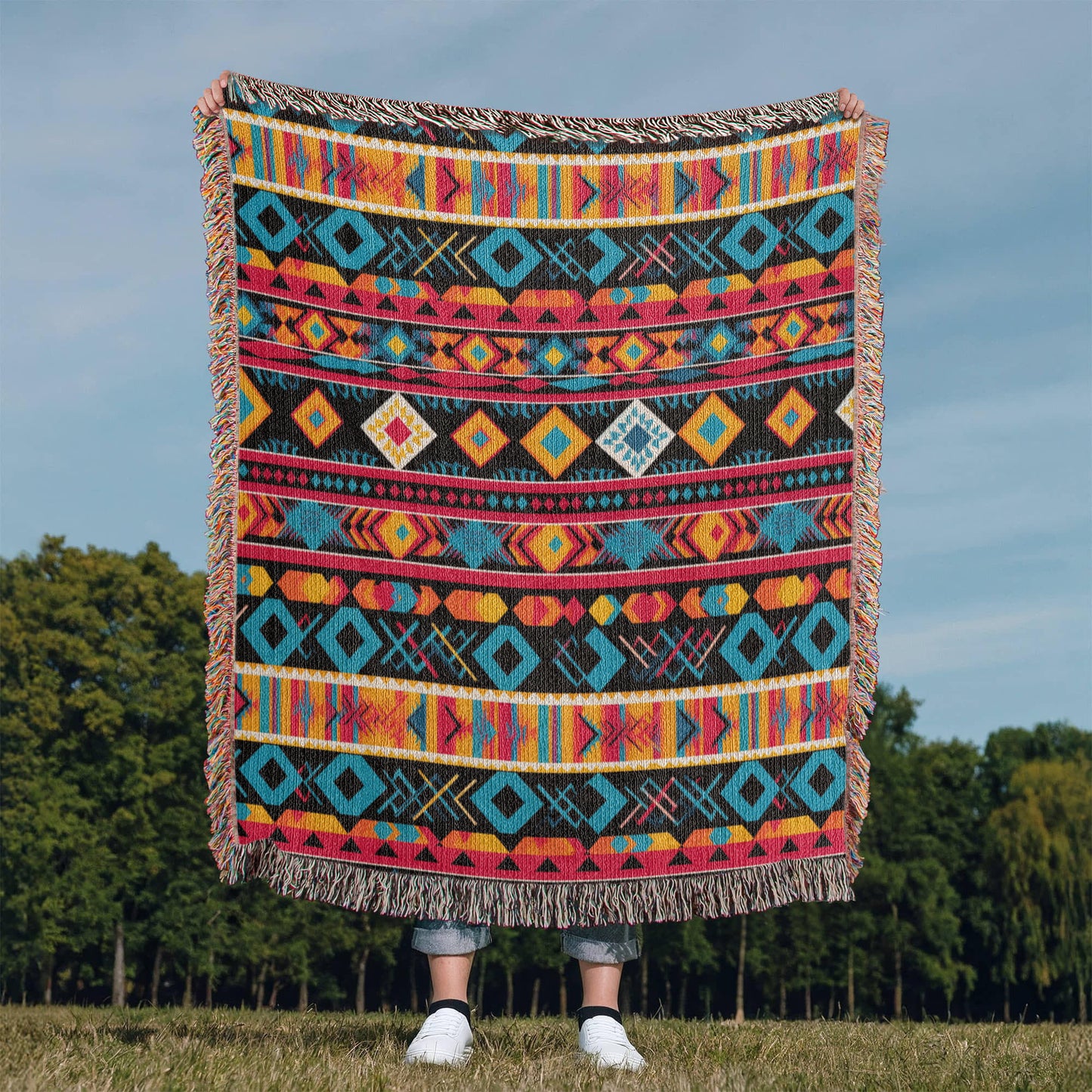 Mexican Textile Pattern 011 - 50" x 60" Heirloom Woven Blanket