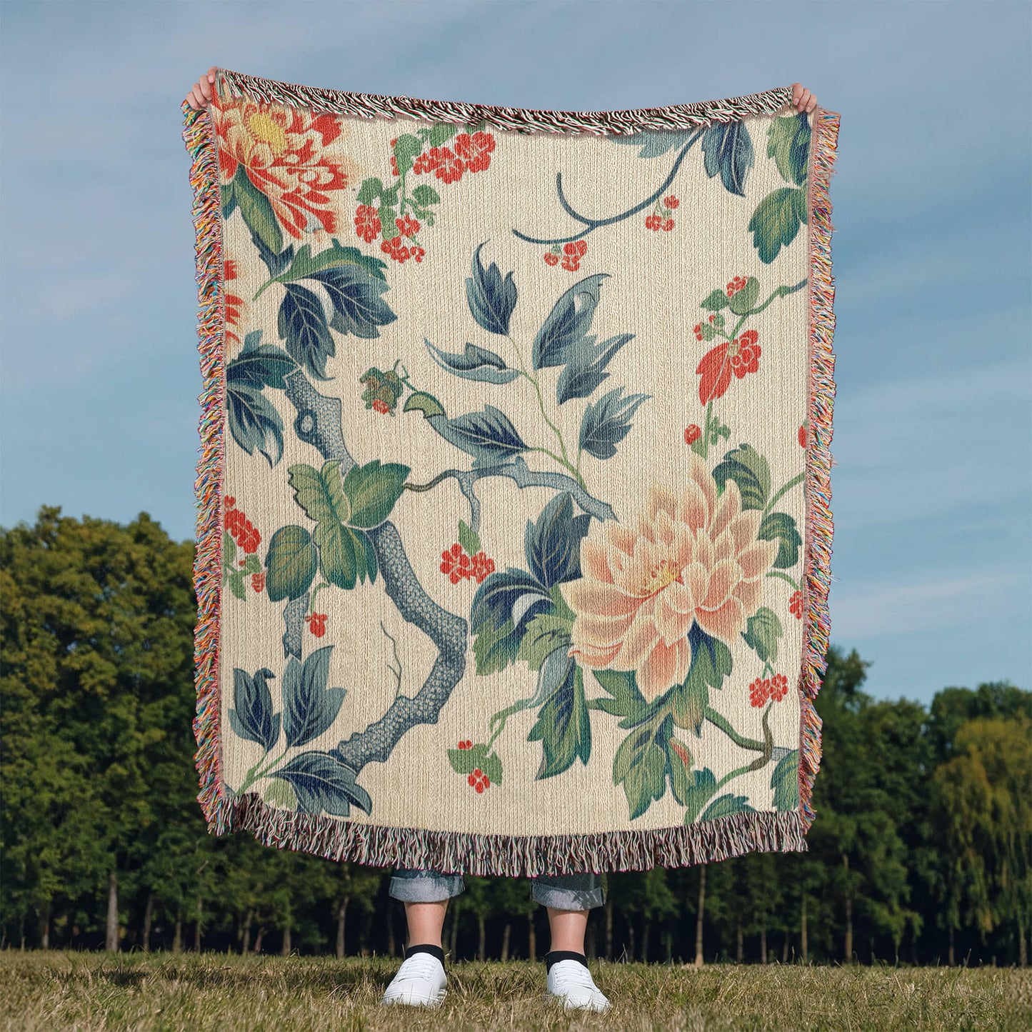 Chinoiserie Pattern 016 - 50" x 60" Heirloom Woven Blanket