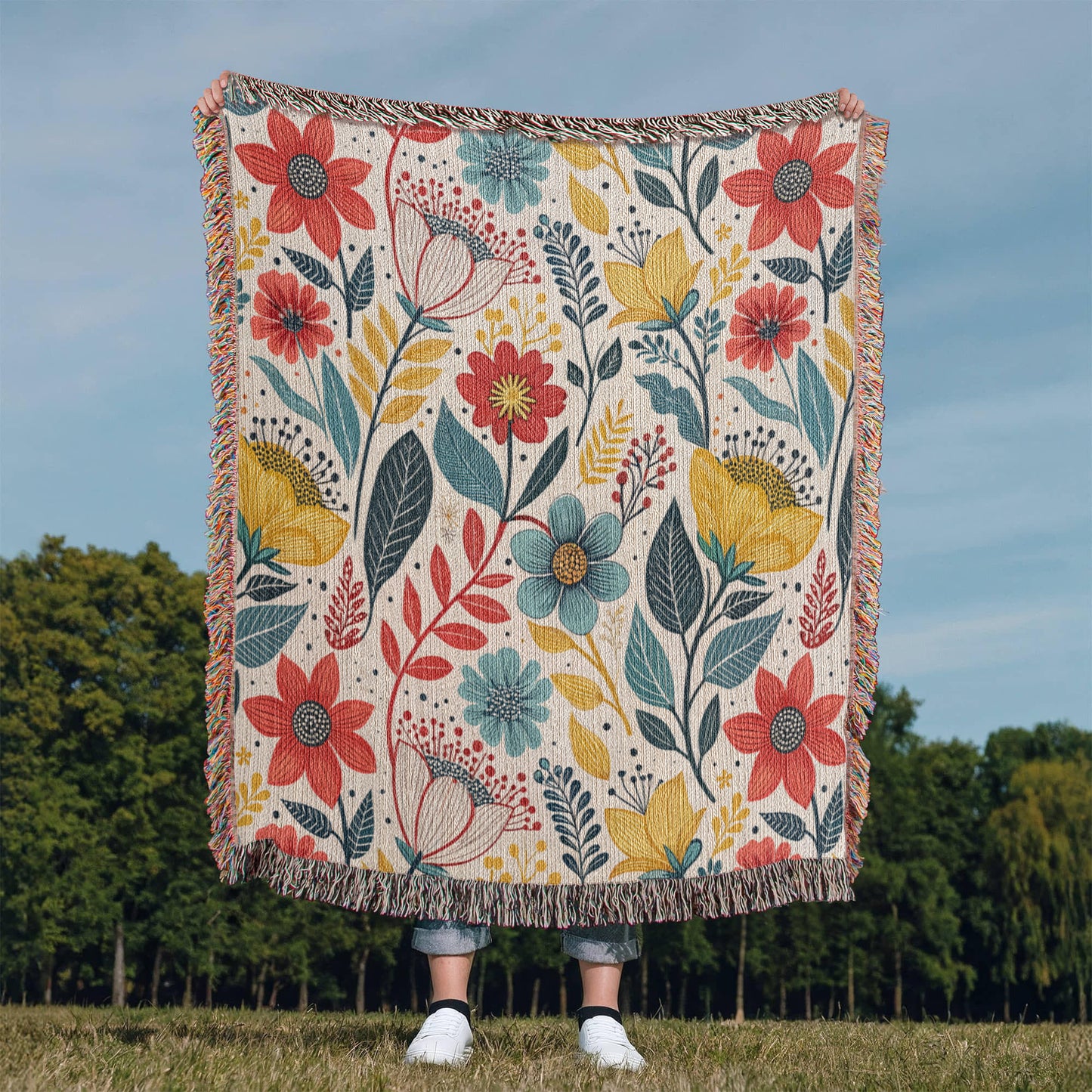 Oversized Floral Pattern 011 - 50" x 60" Heirloom Woven Blanket