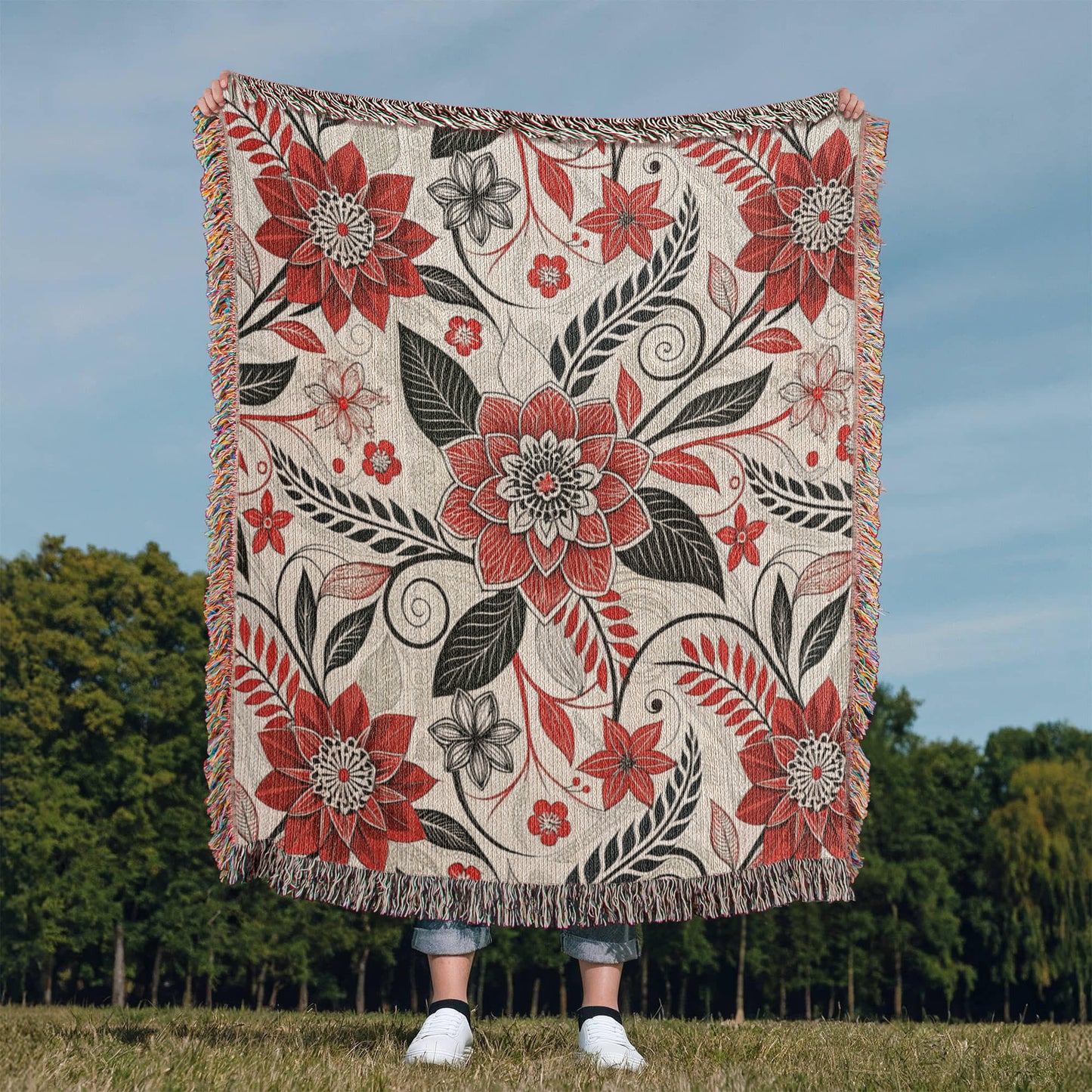 Oversized Floral Pattern 001 - 50" x 60" Heirloom Woven Blanket