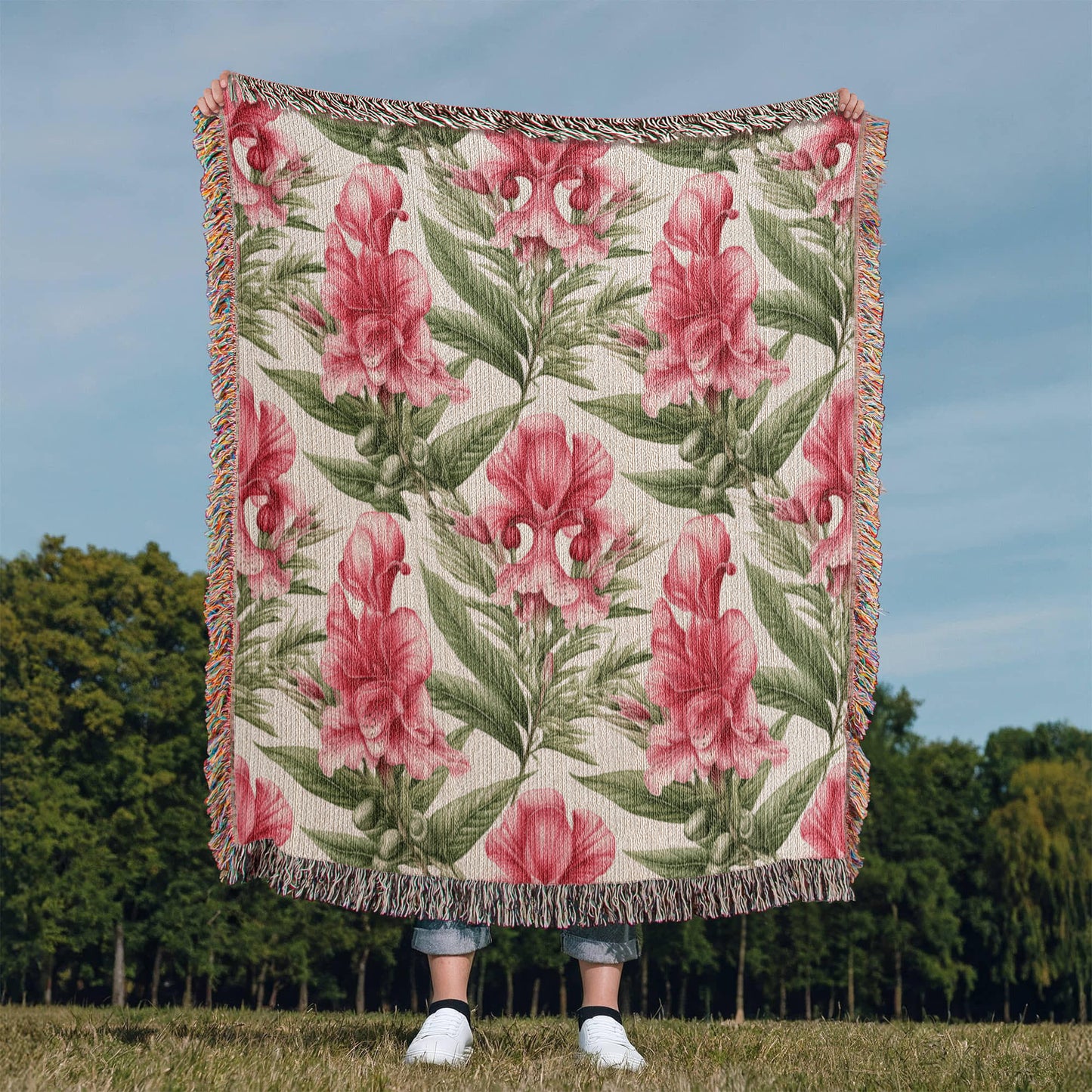 Spring Flowers Pattern 011 - 50" x 60" Heirloom Woven Blanket