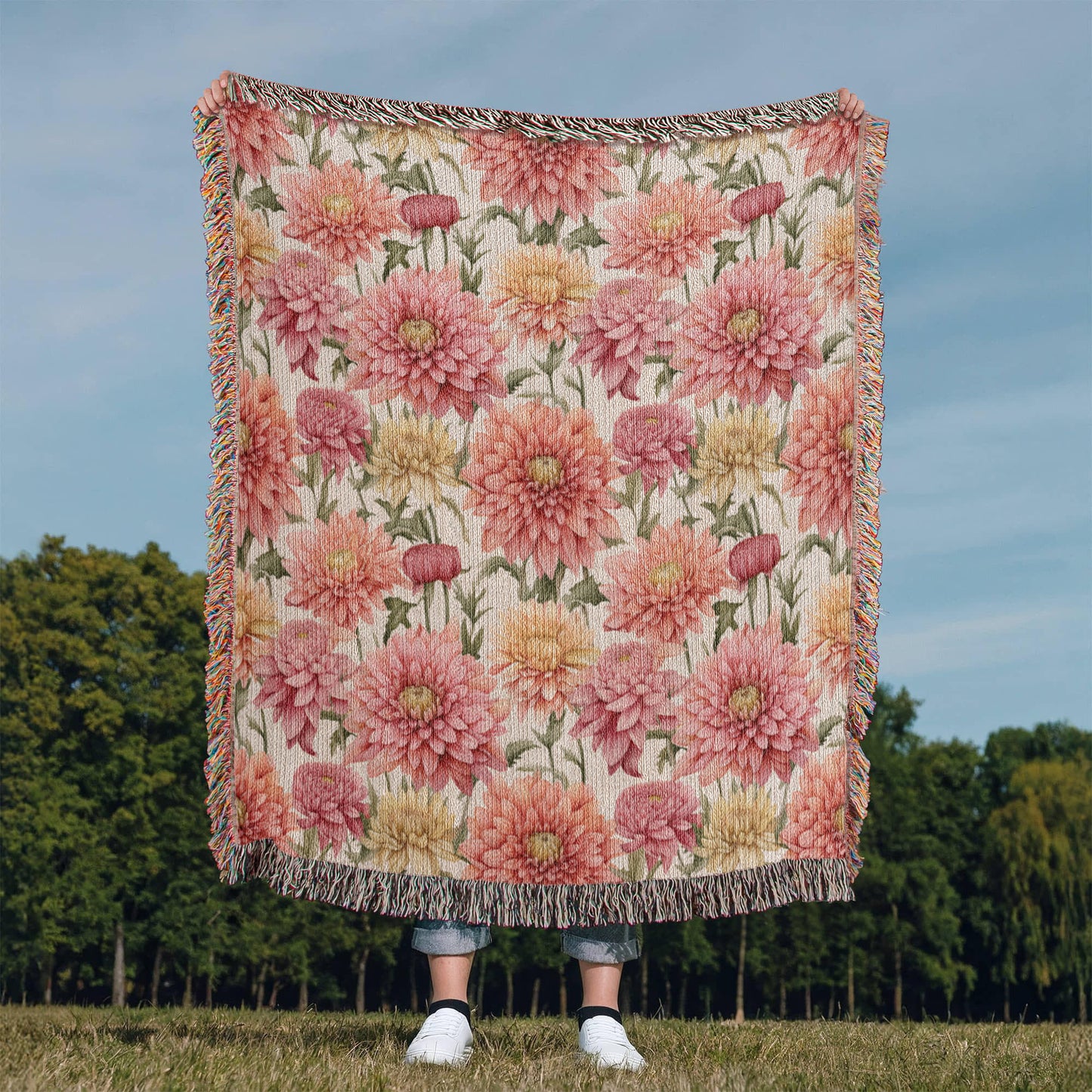 Spring Flowers Pattern 021 - 50" x 60" Heirloom Woven Blanket