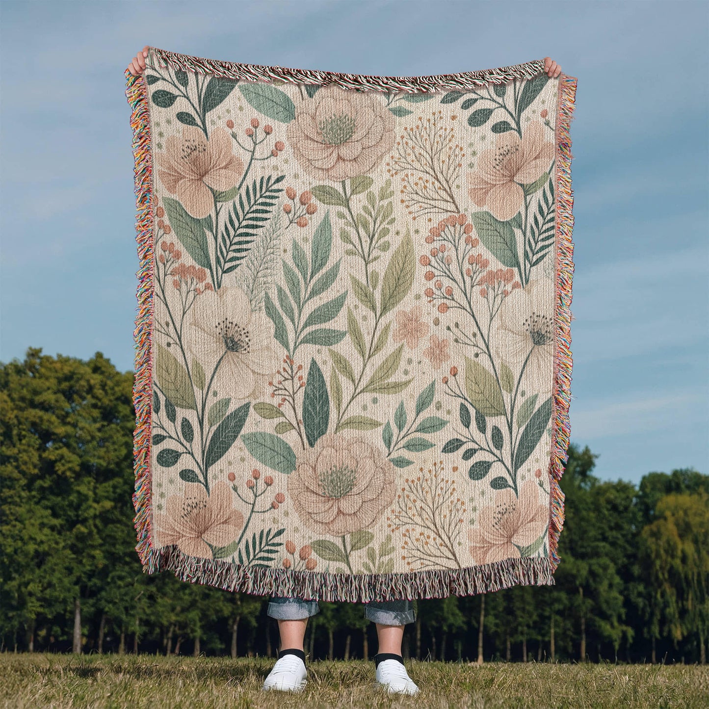 Oversized Floral Pattern 010 - 50" x 60" Heirloom Woven Blanket