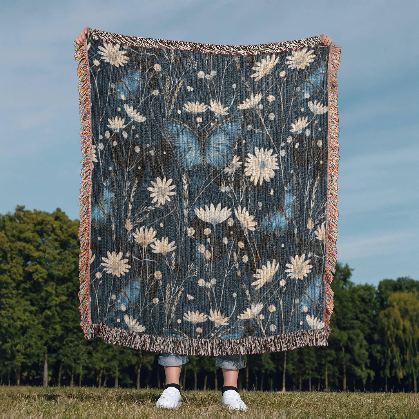 Butterflies And Flowers Pattern 017 - 50" x 60" Heirloom Woven Blanket