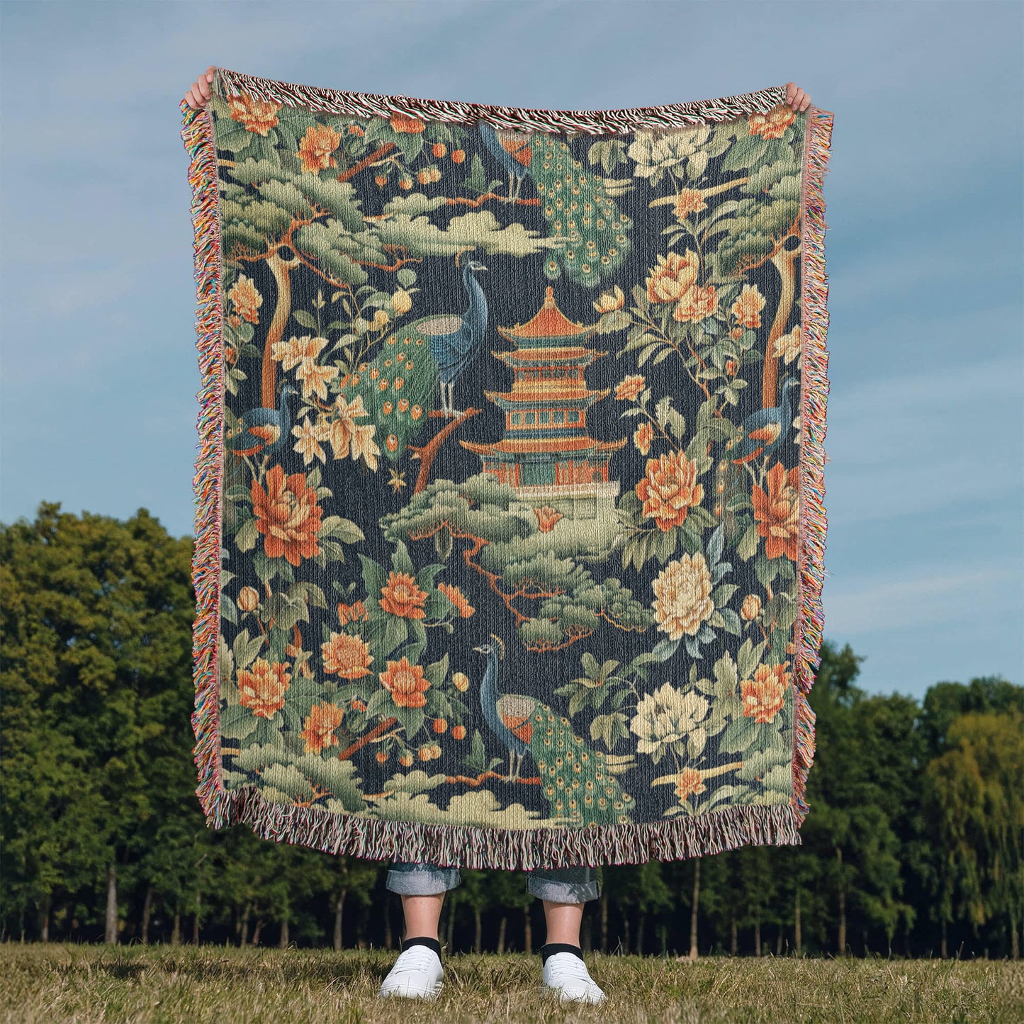 Chinoiserie Pattern 005 - 50" x 60" Heirloom Woven Blanket