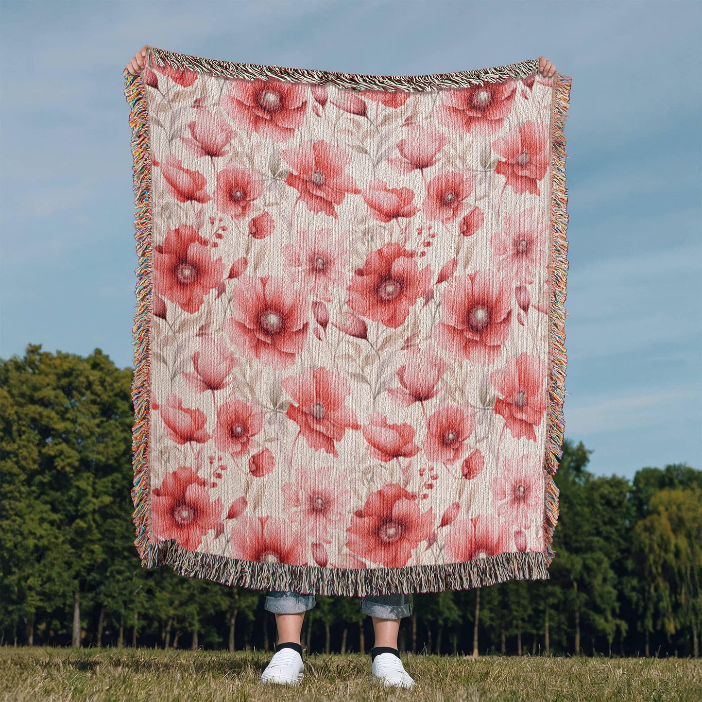 Spring Flowers Pattern 002 - 50" x 60" Heirloom Woven Blanket