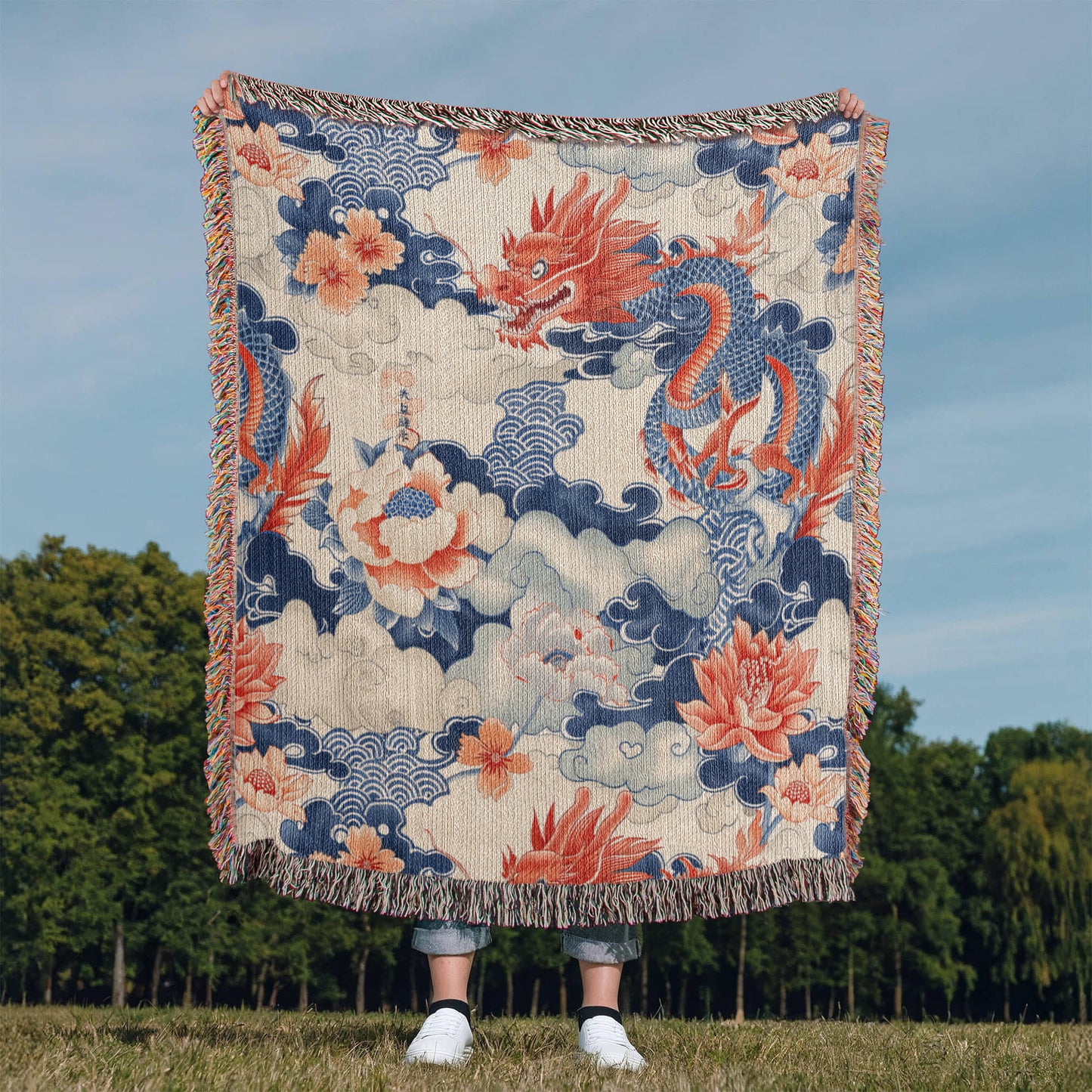 Chinoiserie Pattern 008 - 50" x 60" Heirloom Woven Blanket