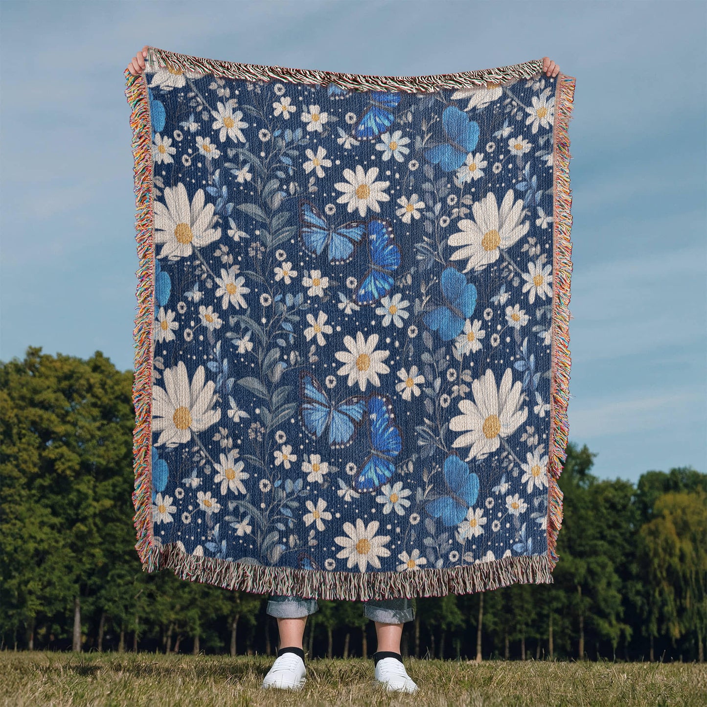 Butterflies And Flowers Pattern 018 - 50" x 60" Heirloom Woven Blanket