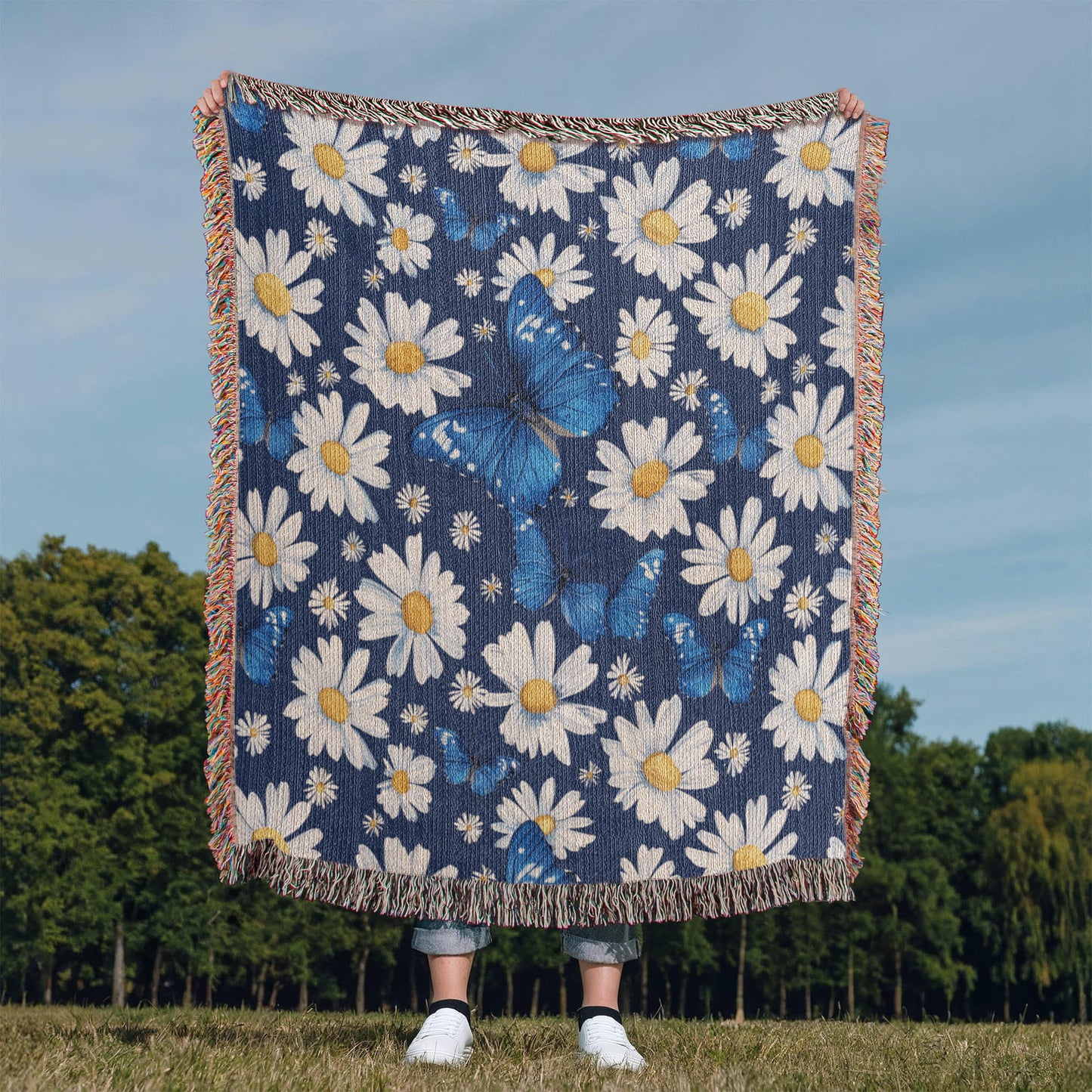 Butterflies And Flowers Pattern 002 - 50" x 60" Heirloom Woven Blanket