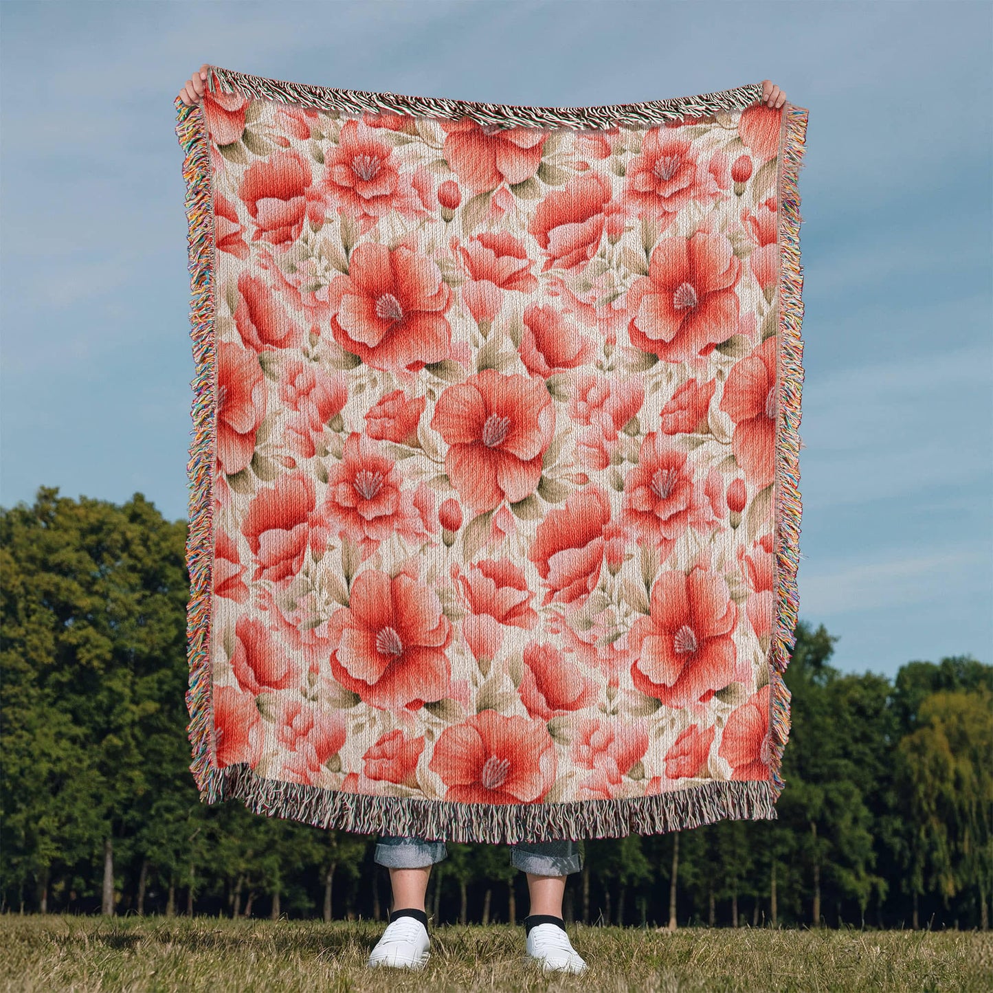 Spring Flowers Pattern 023 - 50" x 60" Heirloom Woven Blanket