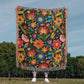 Mexican Floral Fiesta Pattern 039 - 50" x 60" Heirloom Woven Blanket