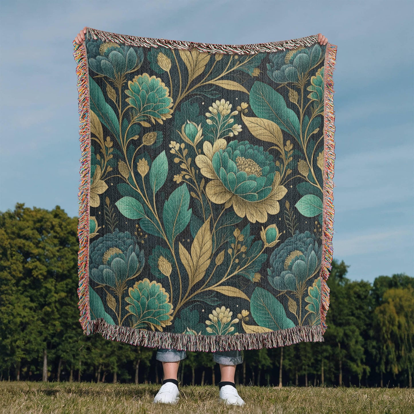 Oversized Floral Pattern 006 - 50" x 60" Heirloom Woven Blanket