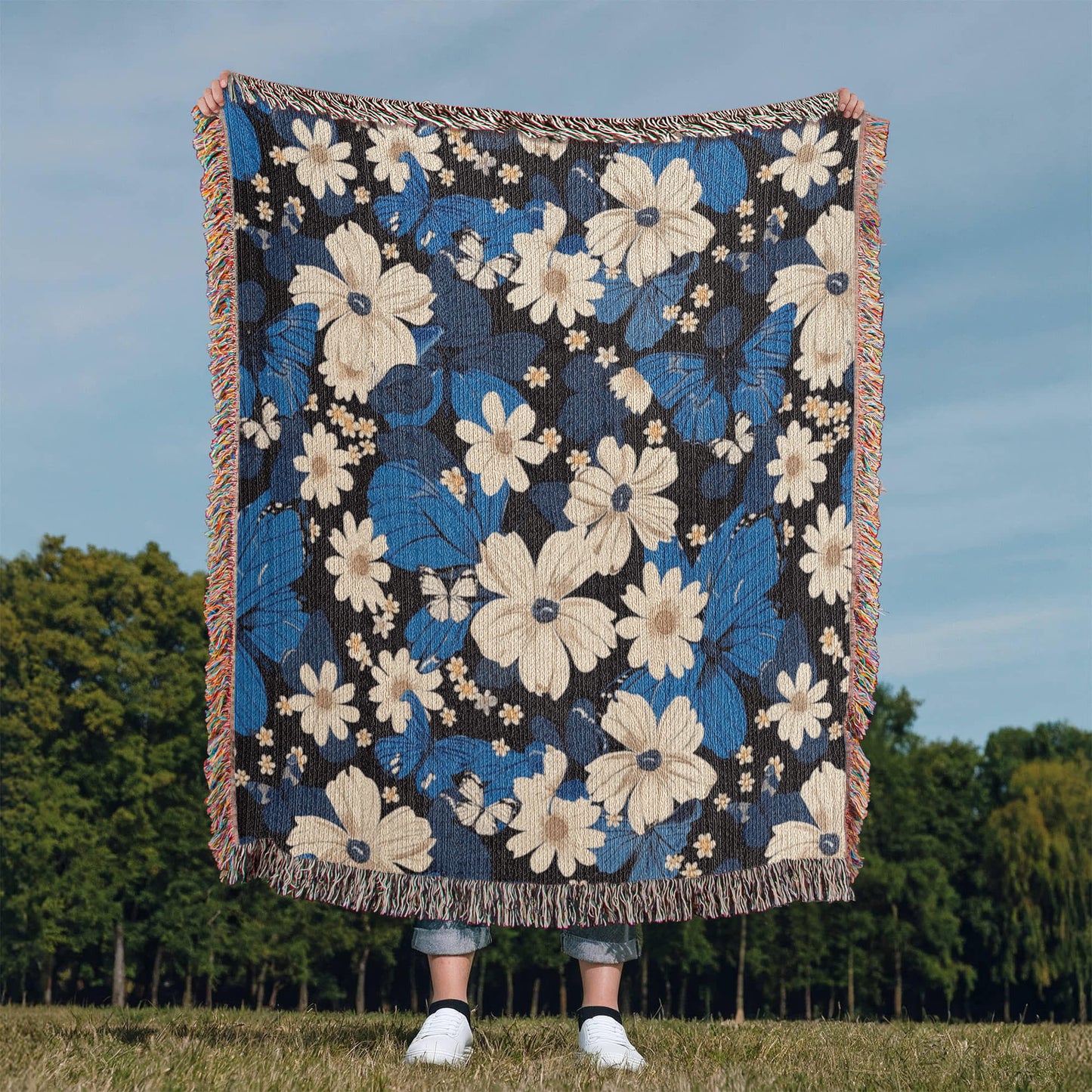 Butterflies And Flowers Pattern 025 - 50" x 60" Heirloom Woven Blanket