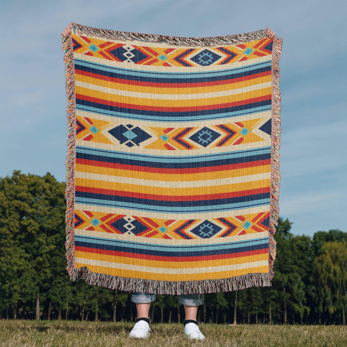 Mexican Textile Pattern 008 - 50" x 60" Heirloom Woven Blanket