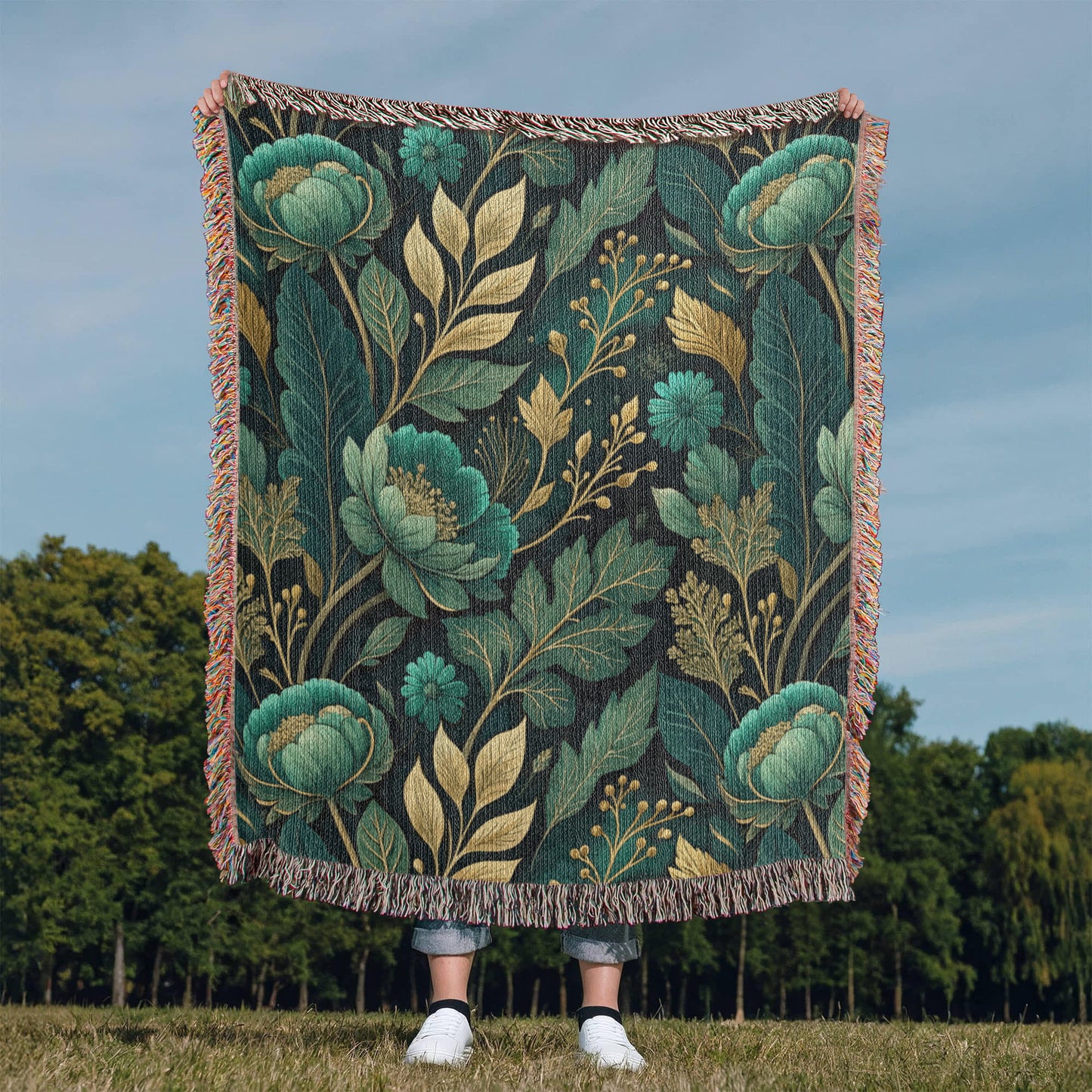 Oversized Floral Pattern 003 - 50" x 60" Heirloom Woven Blanket
