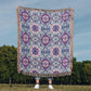 Blue And Purple Floral Pattern 020 - 50" x 60" Heirloom Woven Blanket