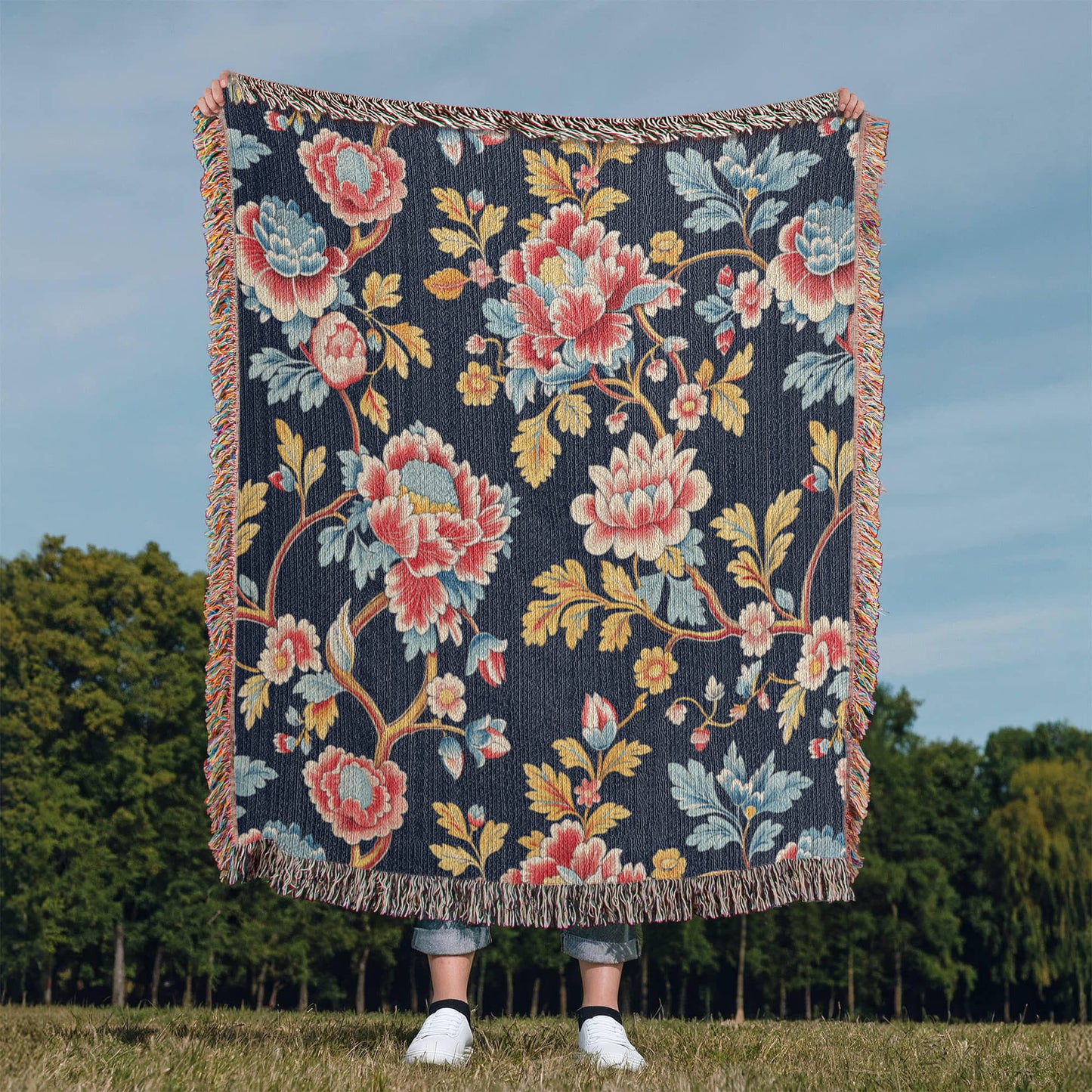 Chinoiserie Pattern 015 - 50" x 60" Heirloom Woven Blanket