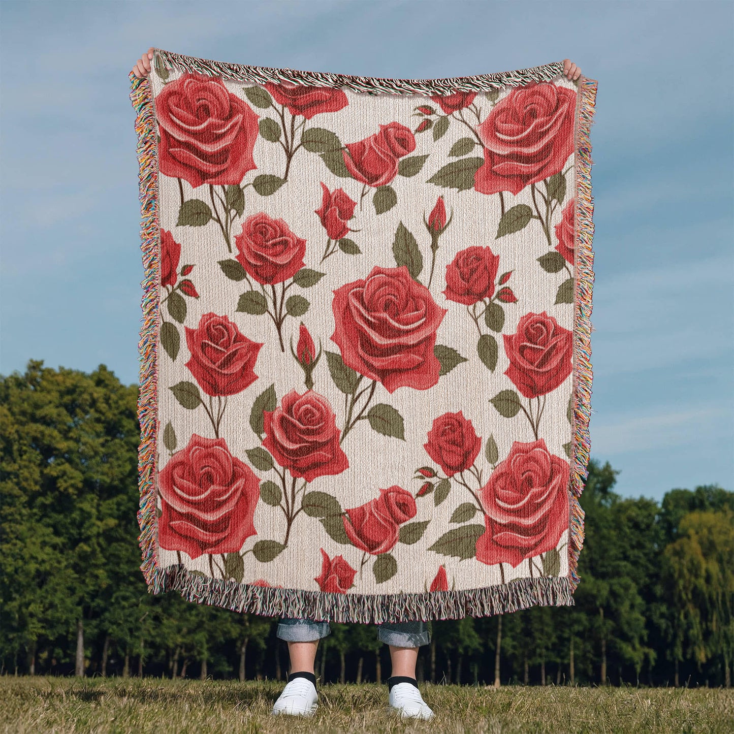 Spring Flowers Pattern 020 - 50" x 60" Heirloom Woven Blanket