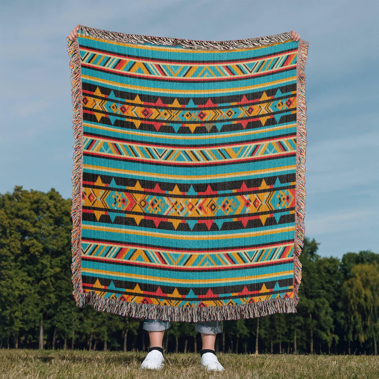 Mexican Textile Pattern 012 - 50" x 60" Heirloom Woven Blanket