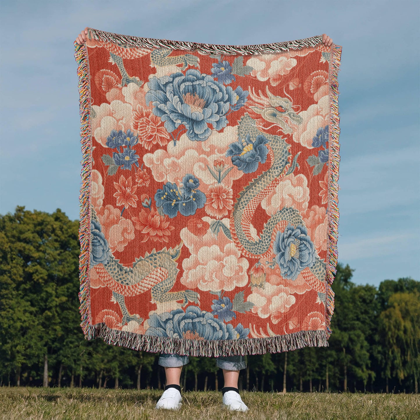Chinoiserie Pattern 009 - 50" x 60" Heirloom Woven Blanket