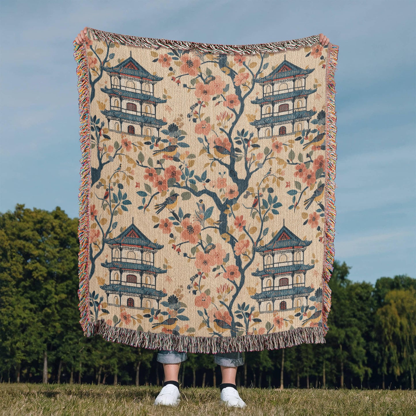 Chinoiserie Pattern 003 - 50" x 60" Heirloom Woven Blanket