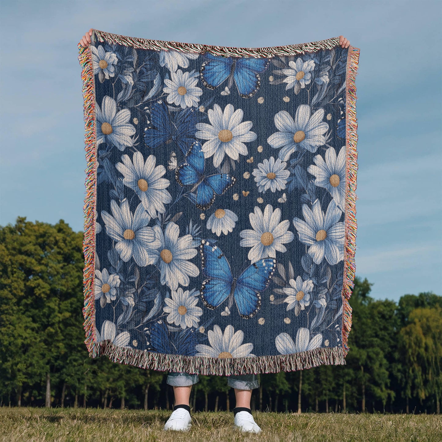 Butterflies And Flowers Pattern 001 - 50" x 60" Heirloom Woven Blanket