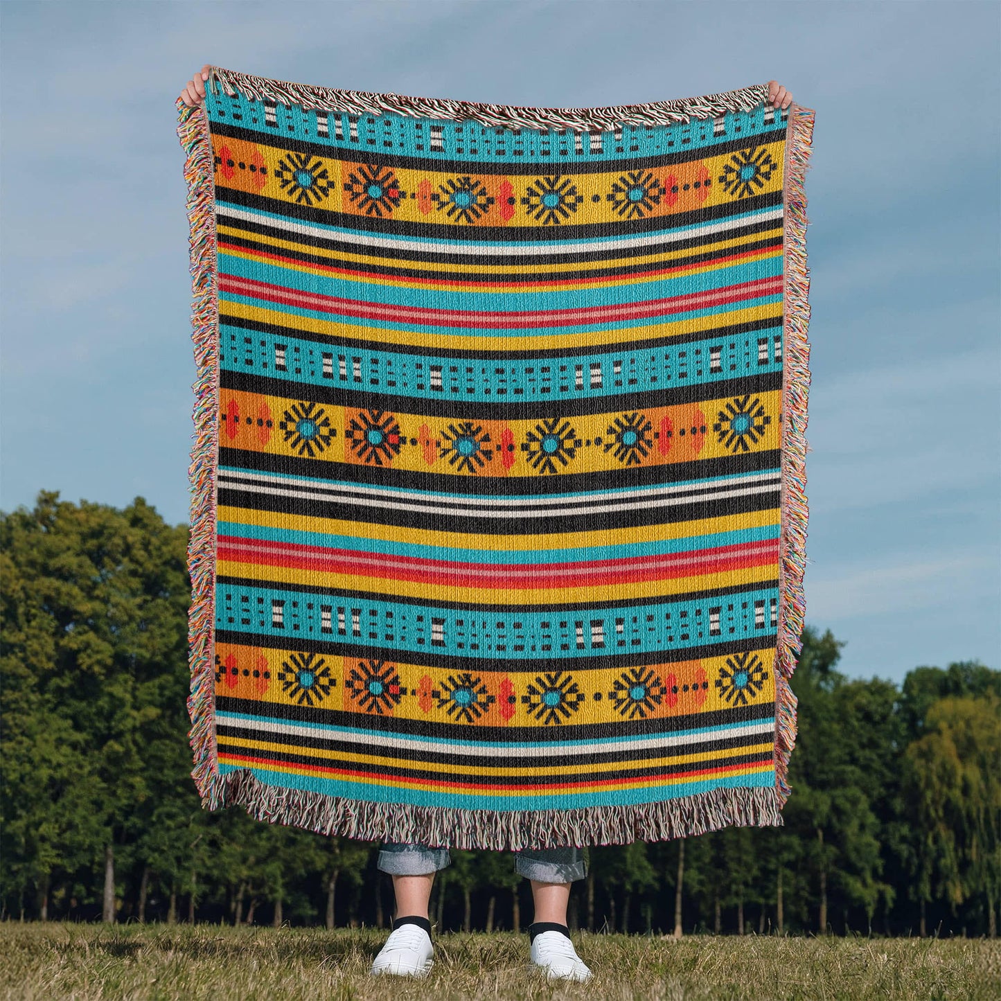 Mexican Textile Pattern 005 - 50" x 60" Heirloom Woven Blanket