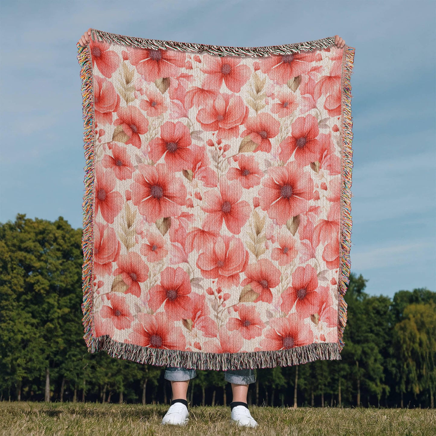 Spring Flowers Pattern 022 - 50" x 60" Heirloom Woven Blanket