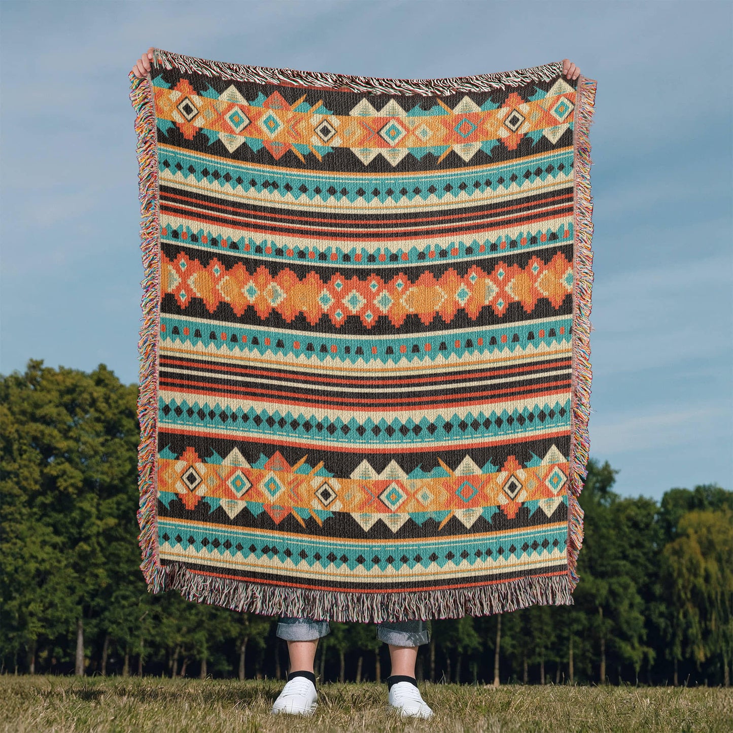 Mexican Textile Pattern 002 - 50" x 60" Heirloom Woven Blanket