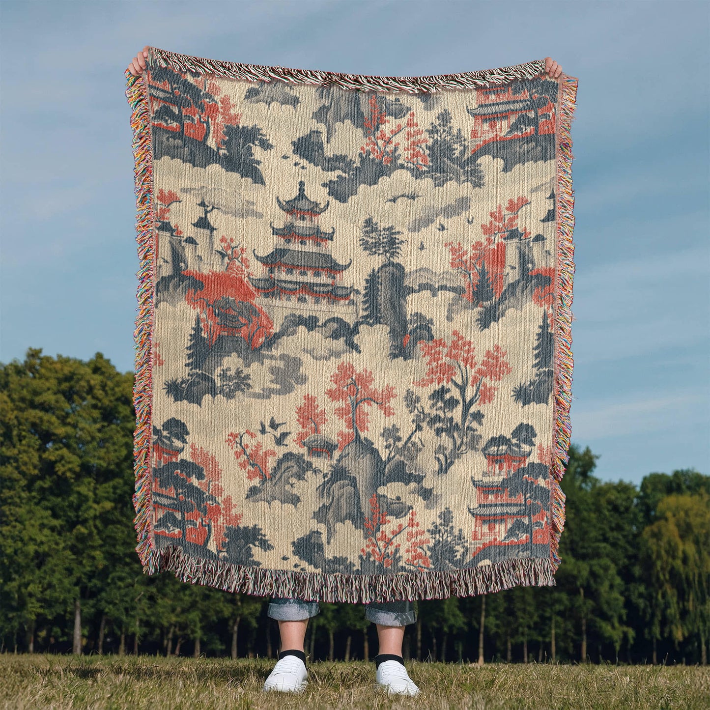 Chinese Ornament Pattern 008 - 50" x 60" Heirloom Woven Blanket