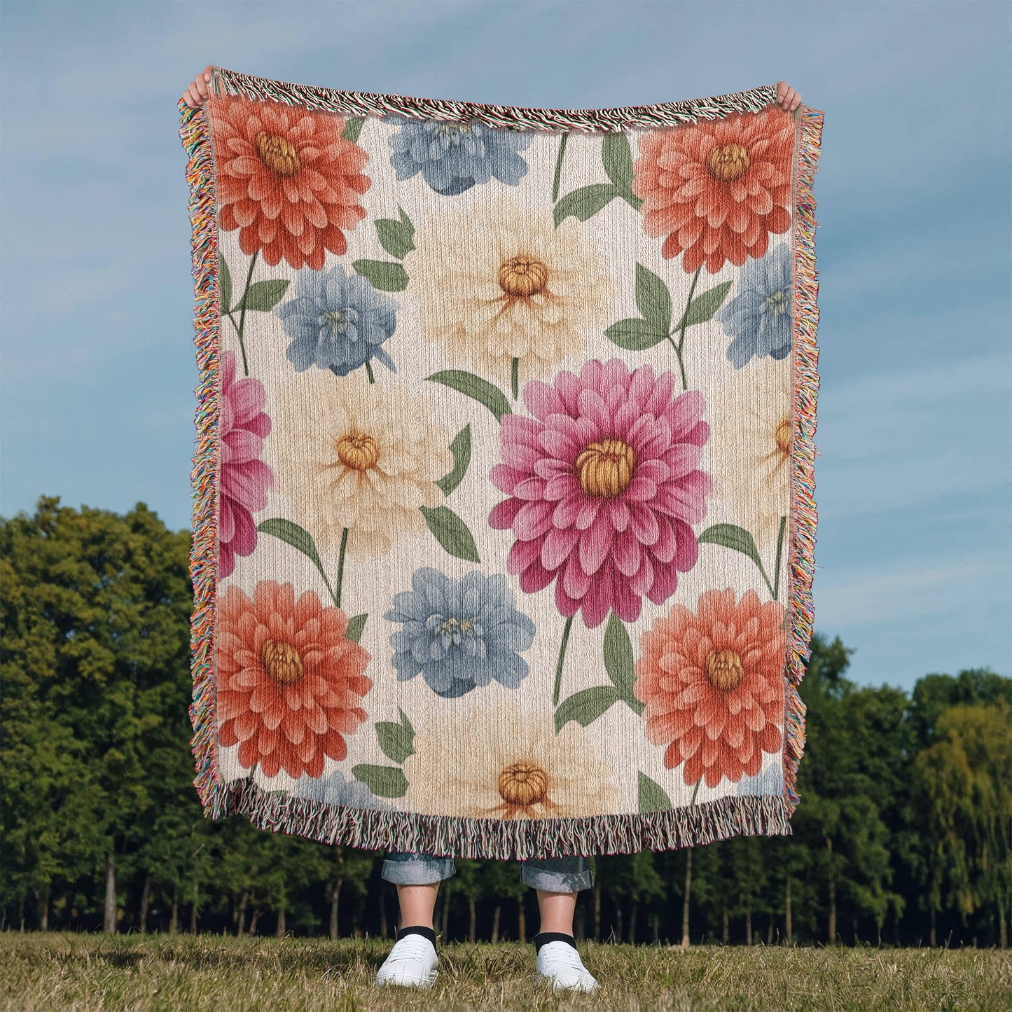 Spring Flowers Pattern 010 - 50" x 60" Heirloom Woven Blanket