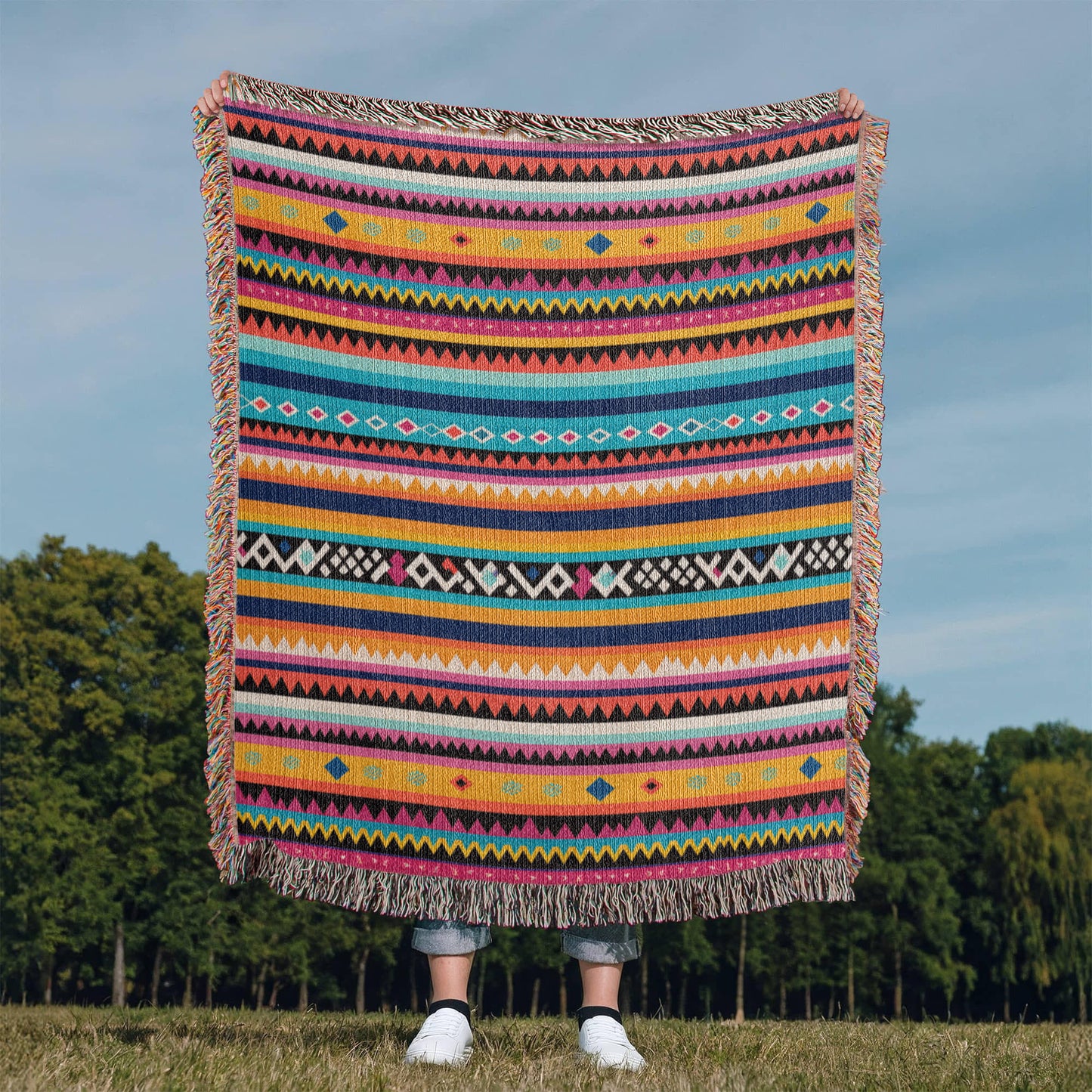 Mexican Textile Pattern 003 - 50" x 60" Heirloom Woven Blanket