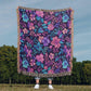 Blue And Purple Floral Pattern 015 - 50" x 60" Heirloom Woven Blanket