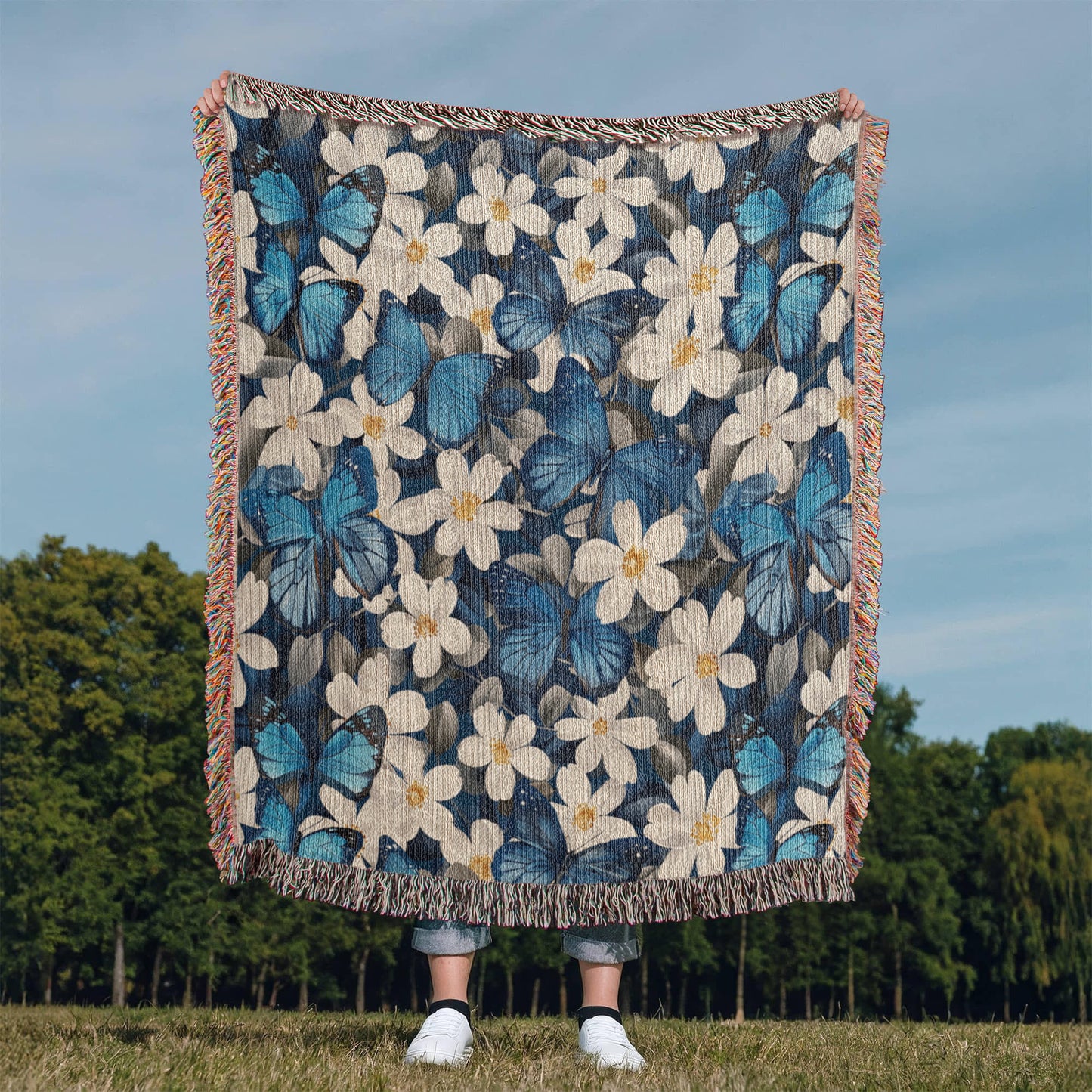Butterflies And Flowers Pattern 016 - 50" x 60" Heirloom Woven Blanket