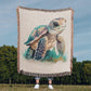 Cute Sea Turtle 014 - 50" x 60" Heirloom Woven Blanket