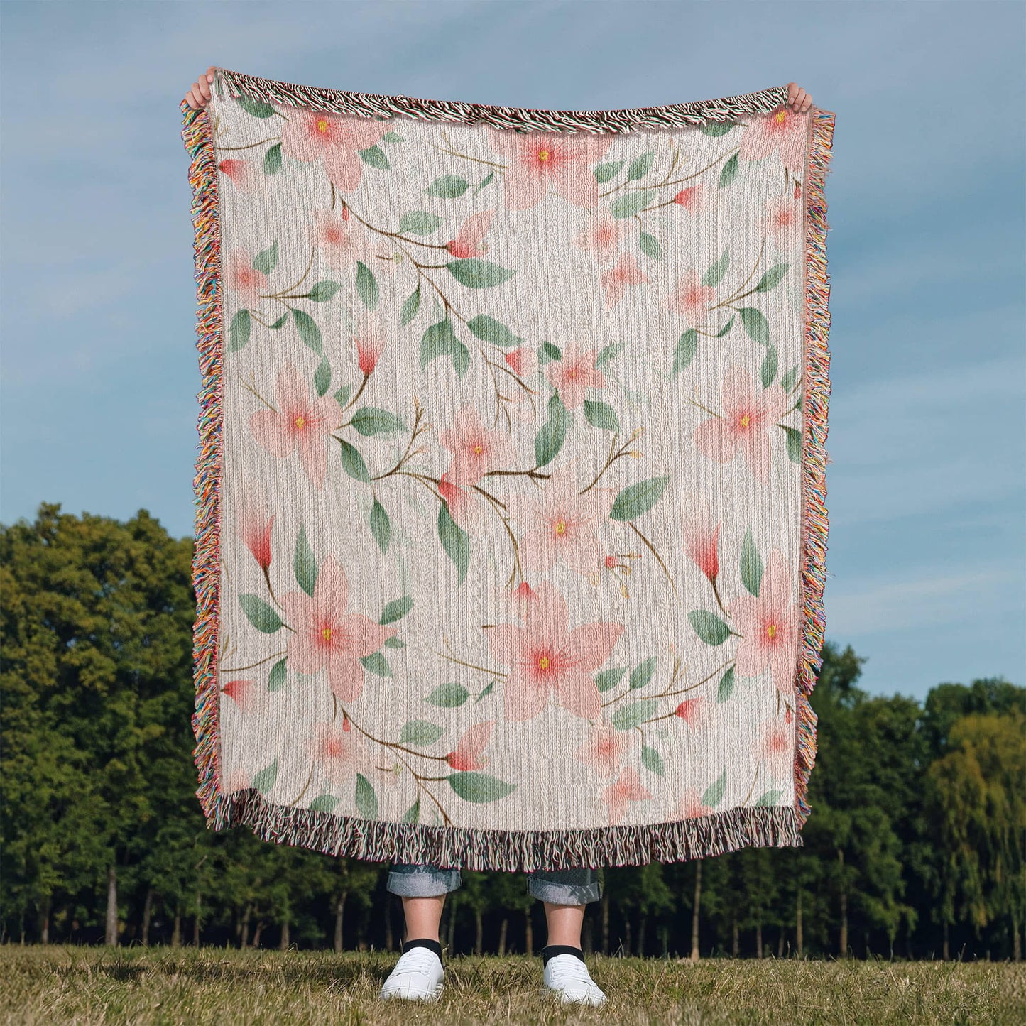 Spring Flowers Pattern 014 - 50" x 60" Heirloom Woven Blanket