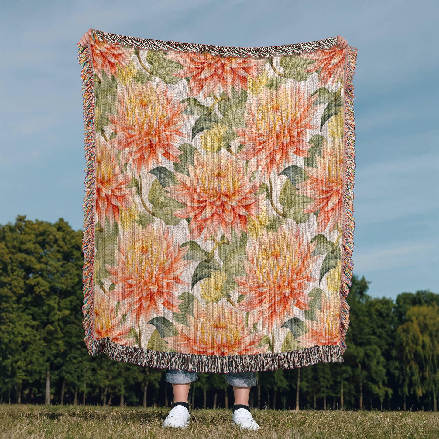 Spring Flowers Pattern 025 - 50" x 60" Heirloom Woven Blanket