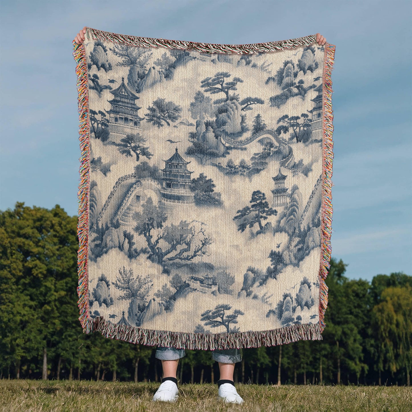 Chinese Ornament Pattern 007 - 50" x 60" Heirloom Woven Blanket