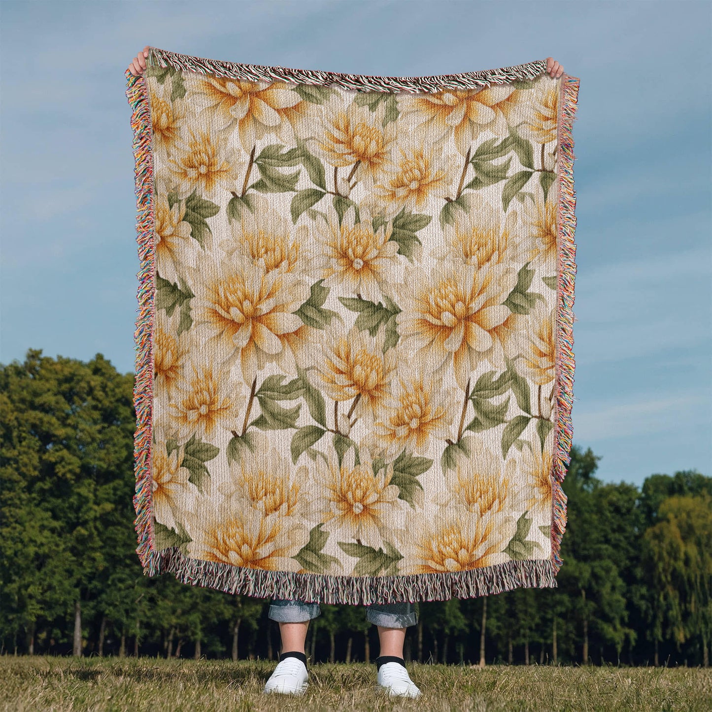 Spring Flowers Pattern 004 - 50" x 60" Heirloom Woven Blanket