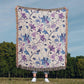 Blue And Purple Floral Pattern 022 - 50" x 60" Heirloom Woven Blanket