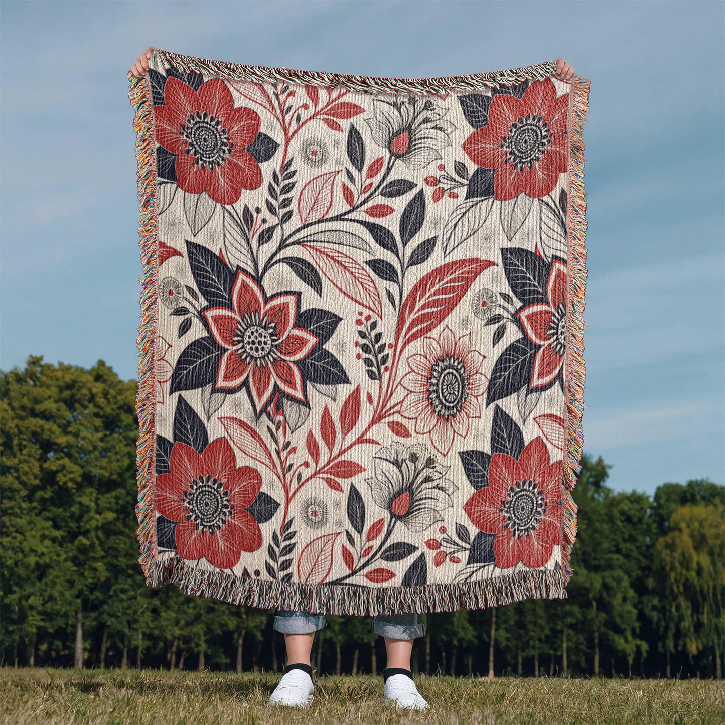 Oversized Floral Pattern 004 - 50" x 60" Heirloom Woven Blanket