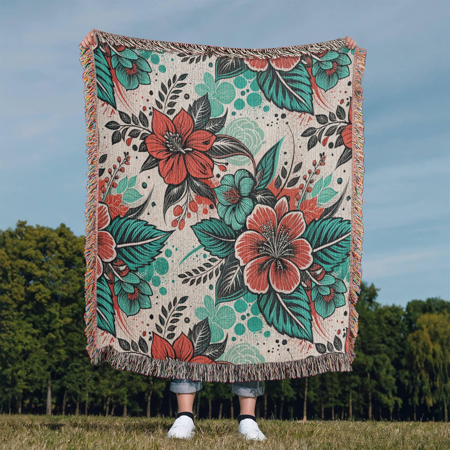 Oversized Floral Pattern 005 - 50" x 60" Heirloom Woven Blanket