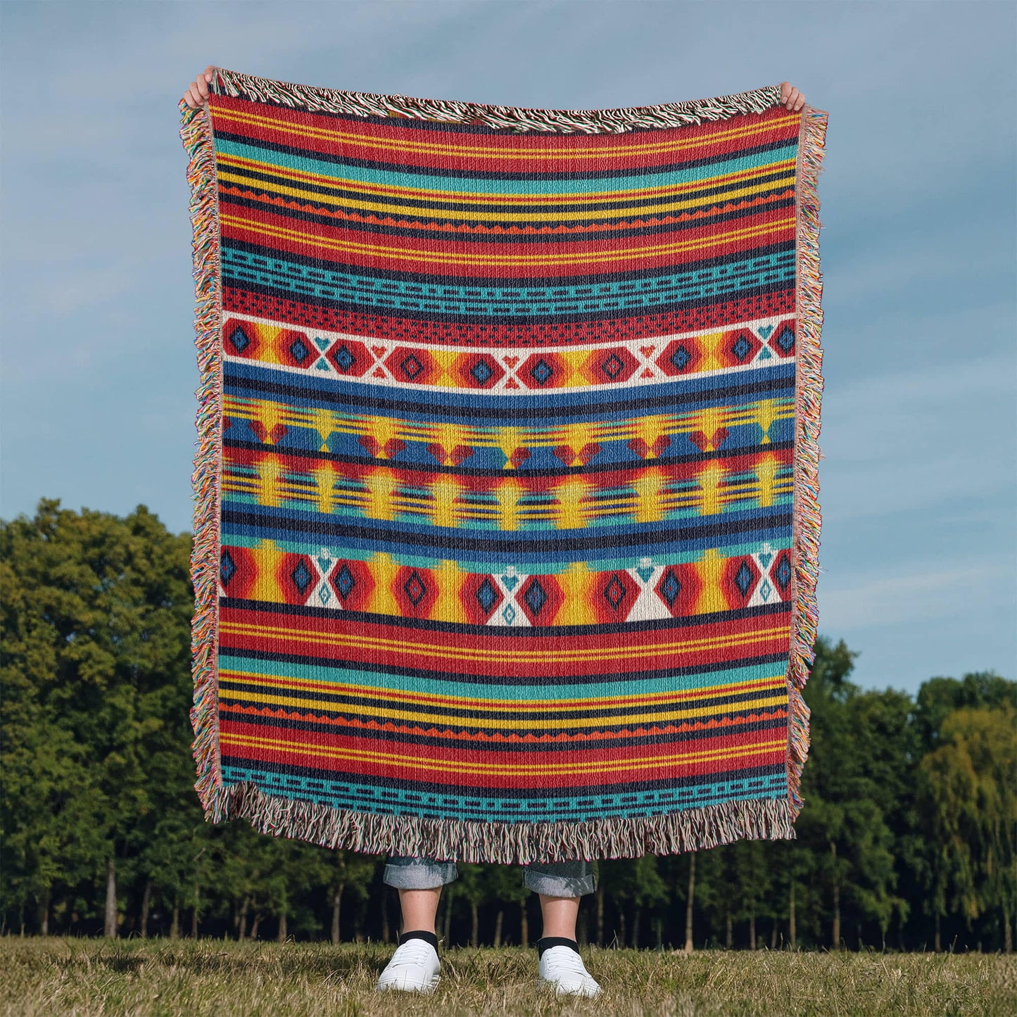 Mexican Textile Pattern 006 - 50" x 60" Heirloom Woven Blanket