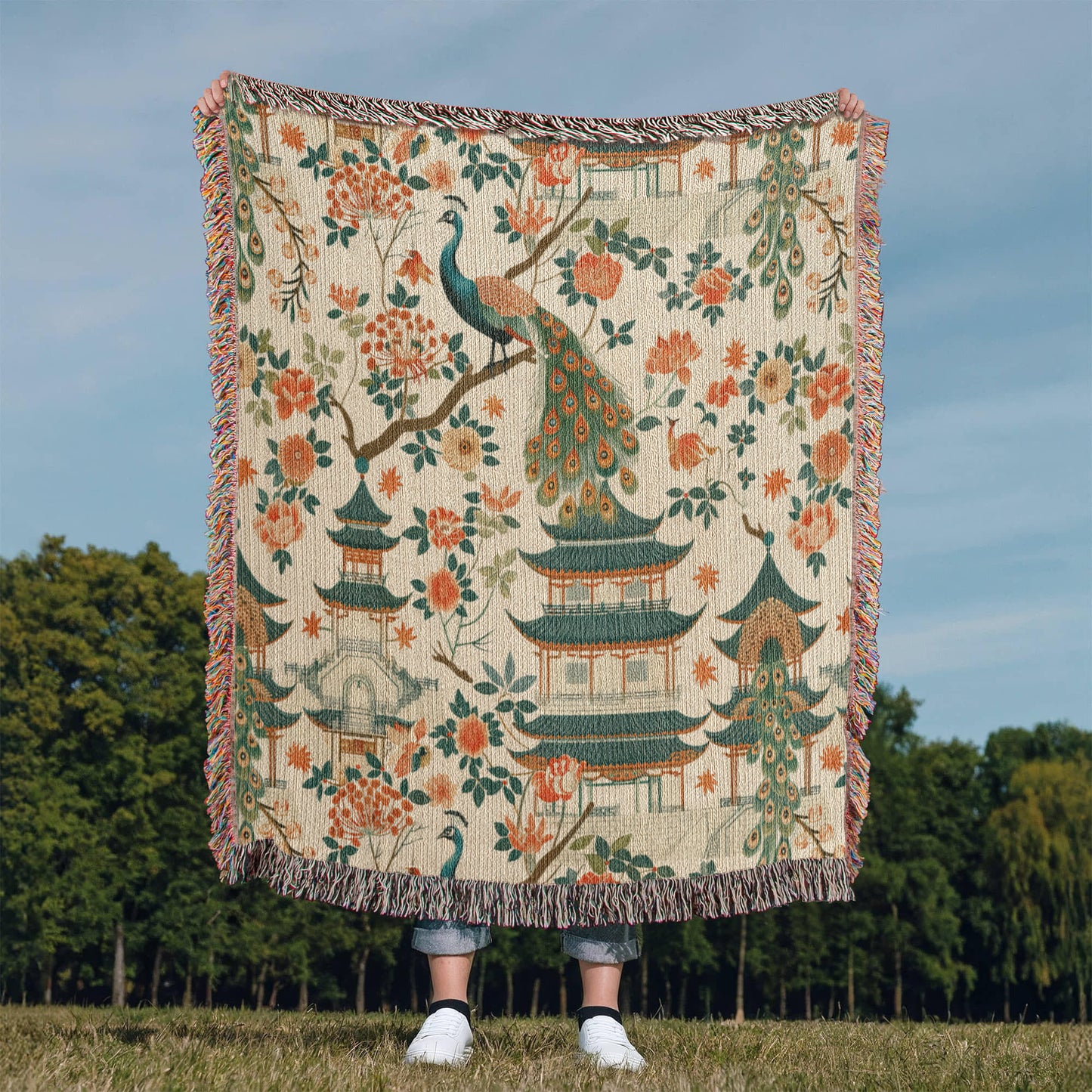 Chinoiserie Pattern 006 - 50" x 60" Heirloom Woven Blanket